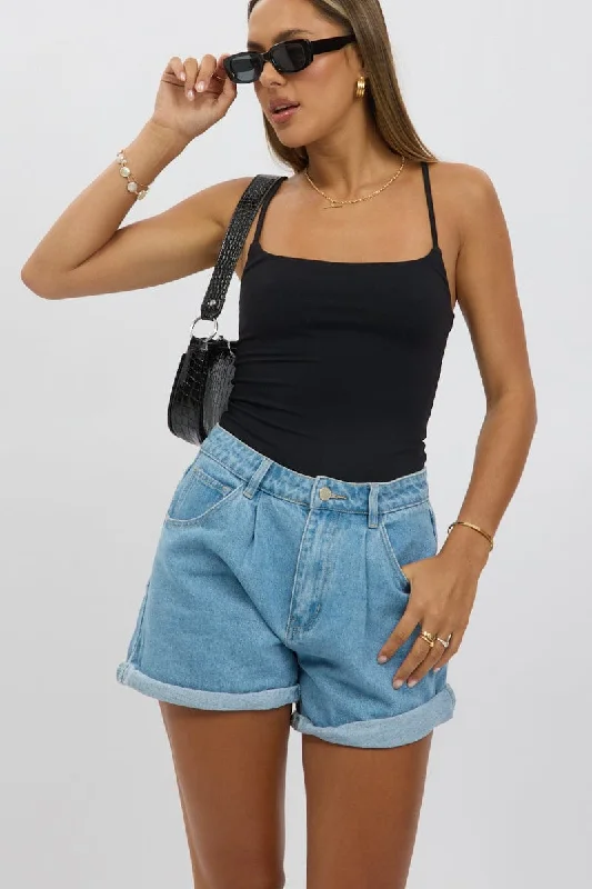 Denim Relaxed Shorts High Rise