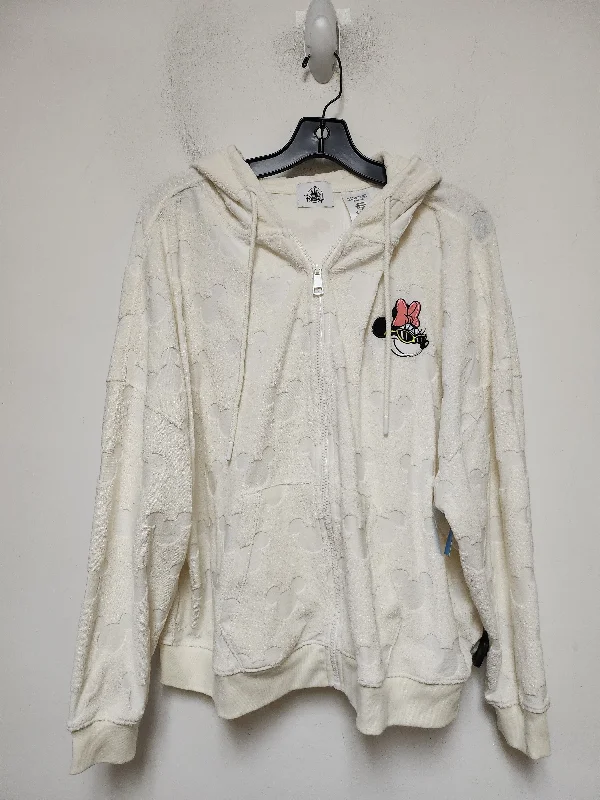 Sweatshirt Hoodie By Walt Disney In Ivory, Size: Xl