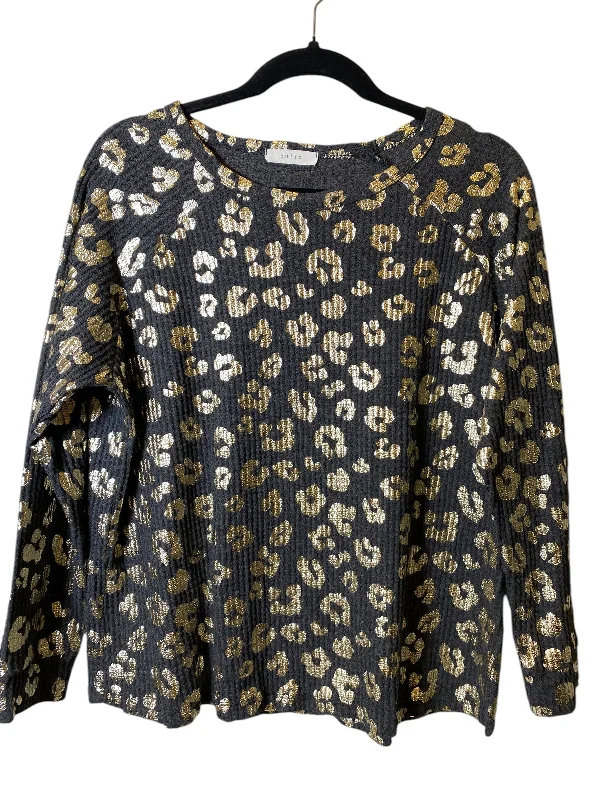 Sweatshirt Crewneck By Entro In Gold & Grey, Size: L