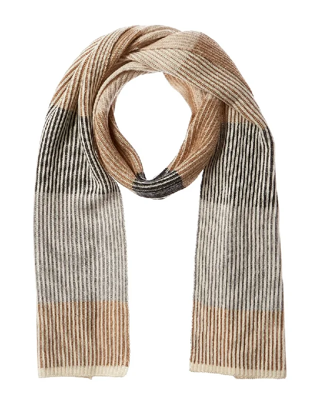 Forte Cashmere Plaited Colorblocked Cashmere Scarf