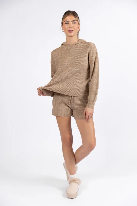 Cloud Chaser Mocha Sweater Knit Hoodie