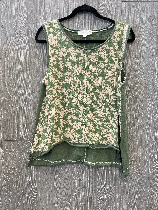 Top Sleeveless By Suzanne Betro In Green & Pink, Size: Xl