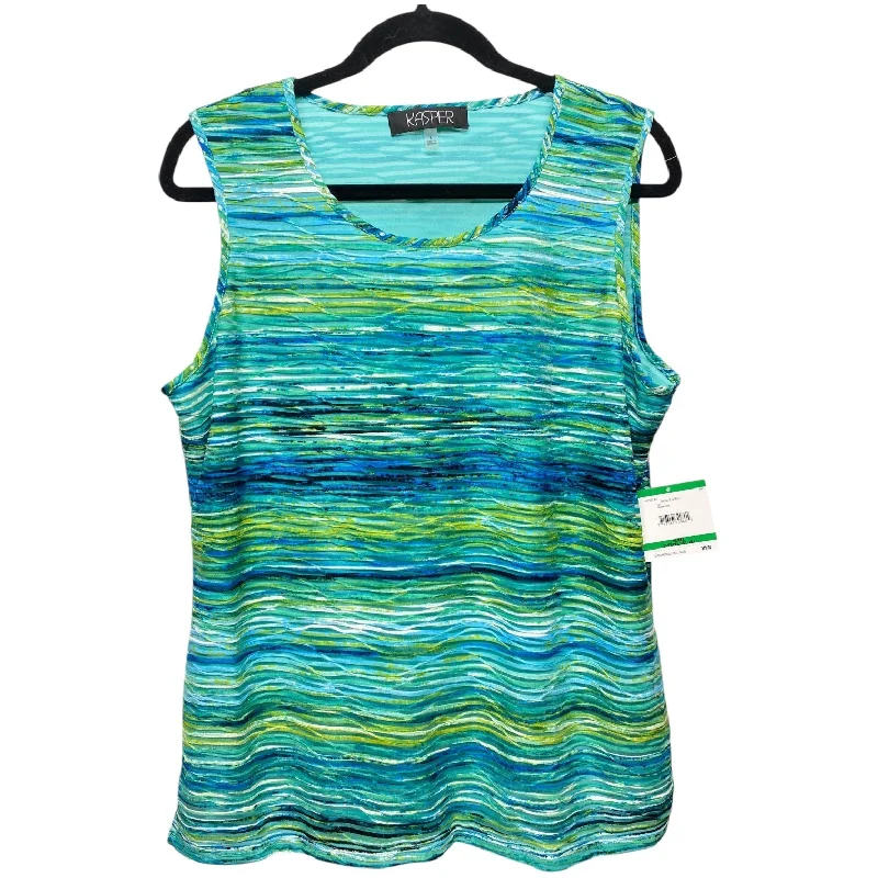 Top Sleeveless By Kasper In Blue & Green, Size: L