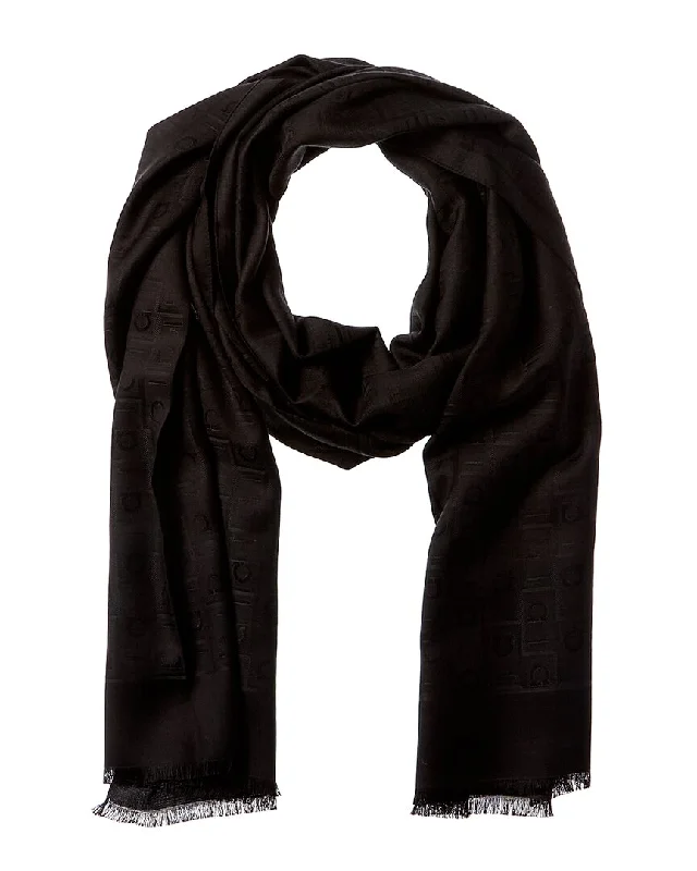 Ferragamo Monogram Silk & Wool-Blend Scarf