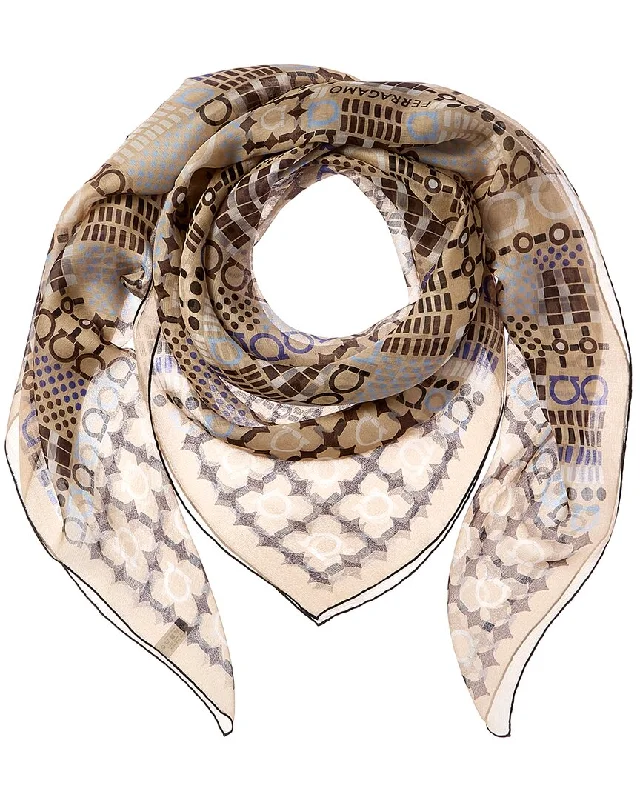 Ferragamo Gancini Printed Silk Scarf