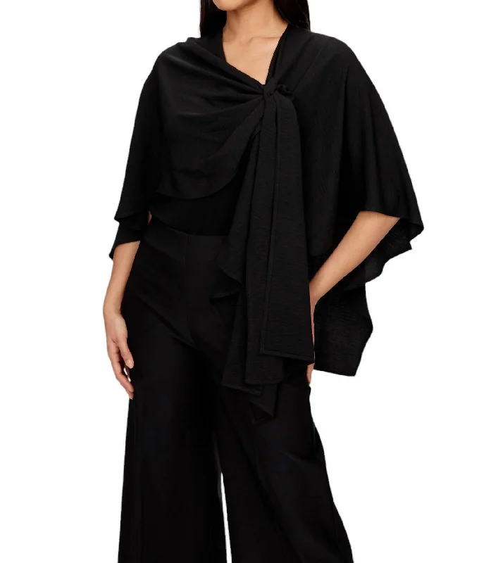 Gathered Front Wrap In Black