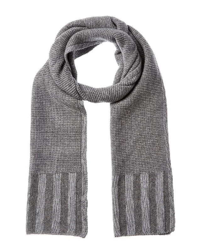 Forte Cashmere Plaited Garter Rib Trim Cashmere Scarf