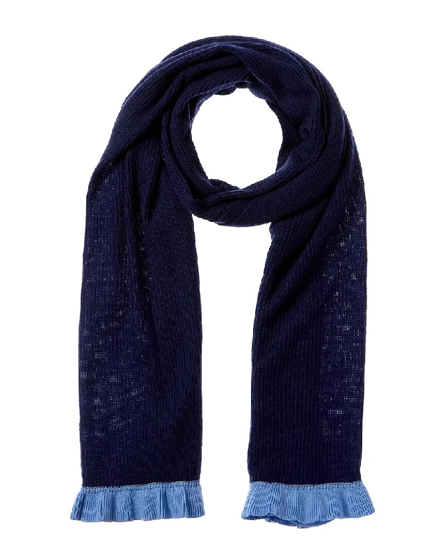 Hannah Rose Contrast Ruffle Edges Rib Scarf