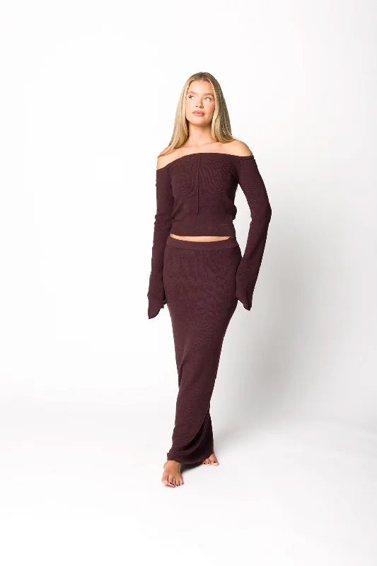 Bella Two Piece Sweater Set in Cabernet