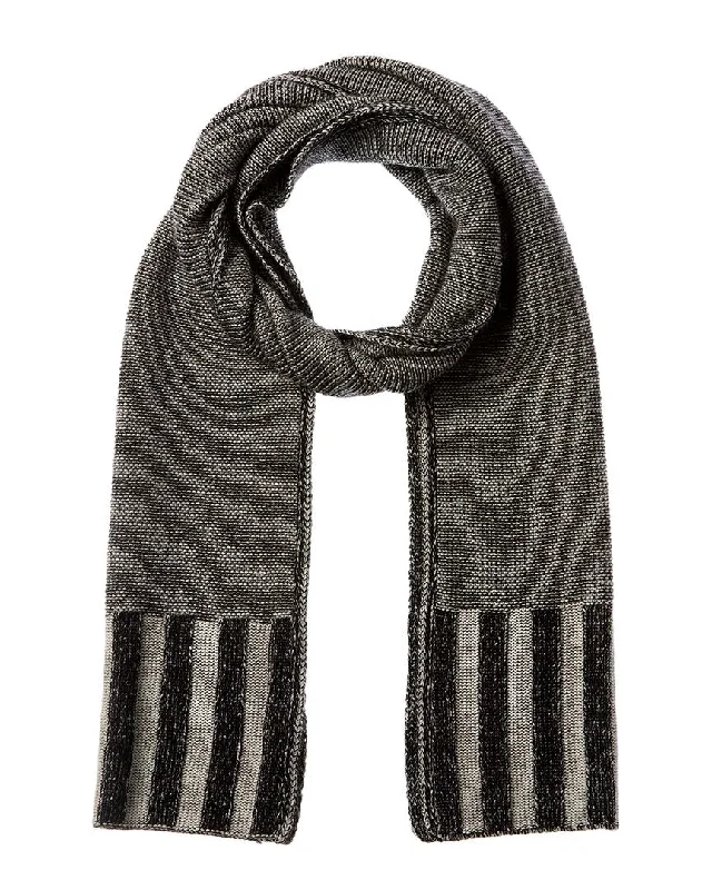 Forte Cashmere Plaited Garter Rib Trim Cashmere Scarf