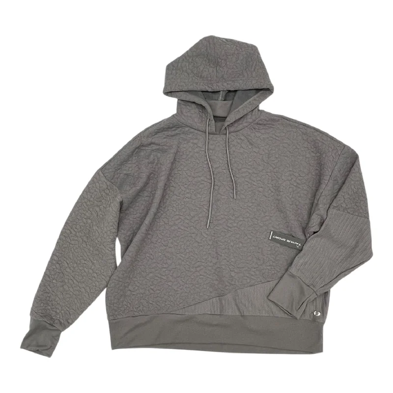 Sweatshirt Hoodie By Tahari By Arthur Levine In Grey, Size:2X