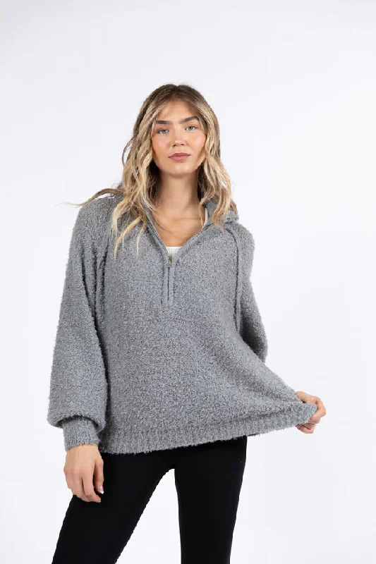 Signature Move Grey Fuzzy Quarter Zip Pullover