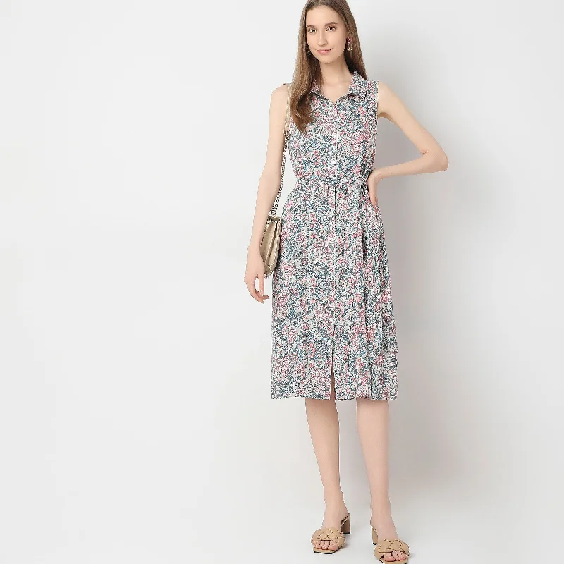 Flare Fit Printed Dress