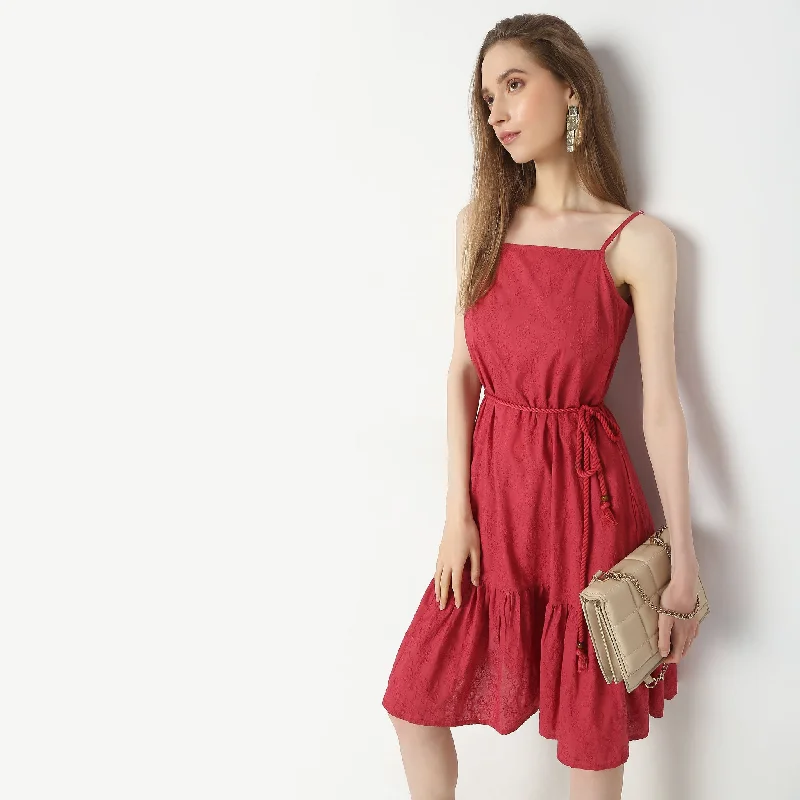 Flare Fit Solid Dress