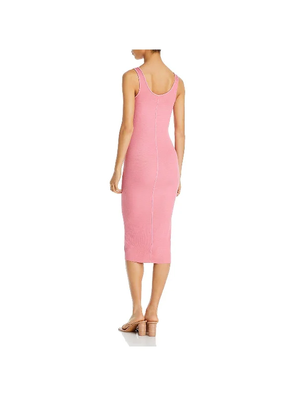 Womens Silk Ribbed Midi Dress