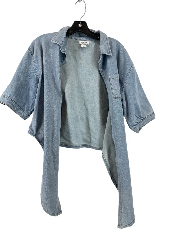 Blue Denim Top Short Sleeve Haute Hippie