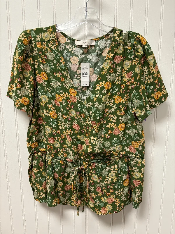 Green Top Short Sleeve Loft, Size M