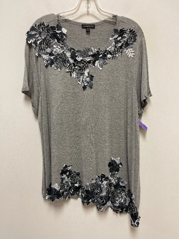 Grey Top Short Sleeve Lane Bryant, Size 2x