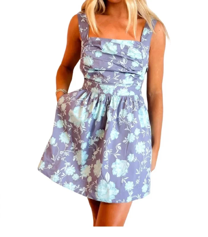 Printed Mini Dress In Blue