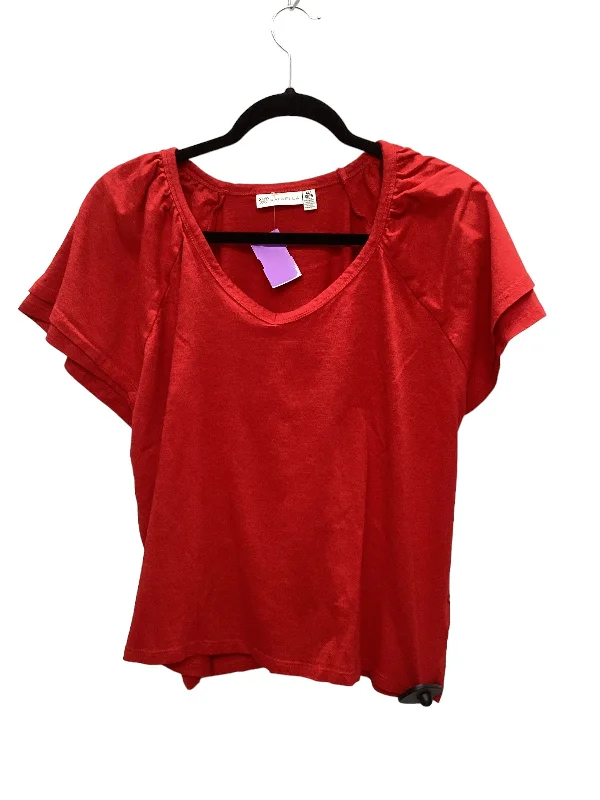 Red Top Short Sleeve Rafaella, Size Xl