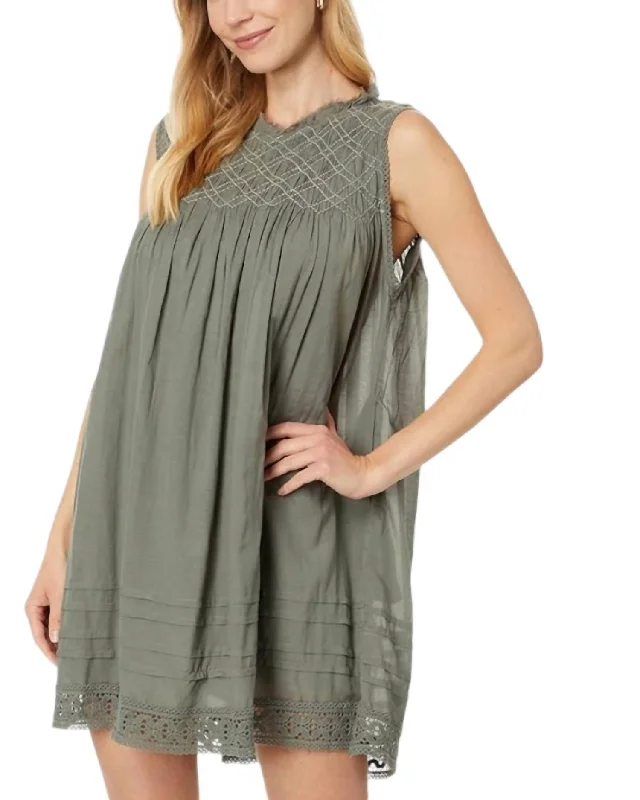 Shea Solid Mini Dress In Dried Basil