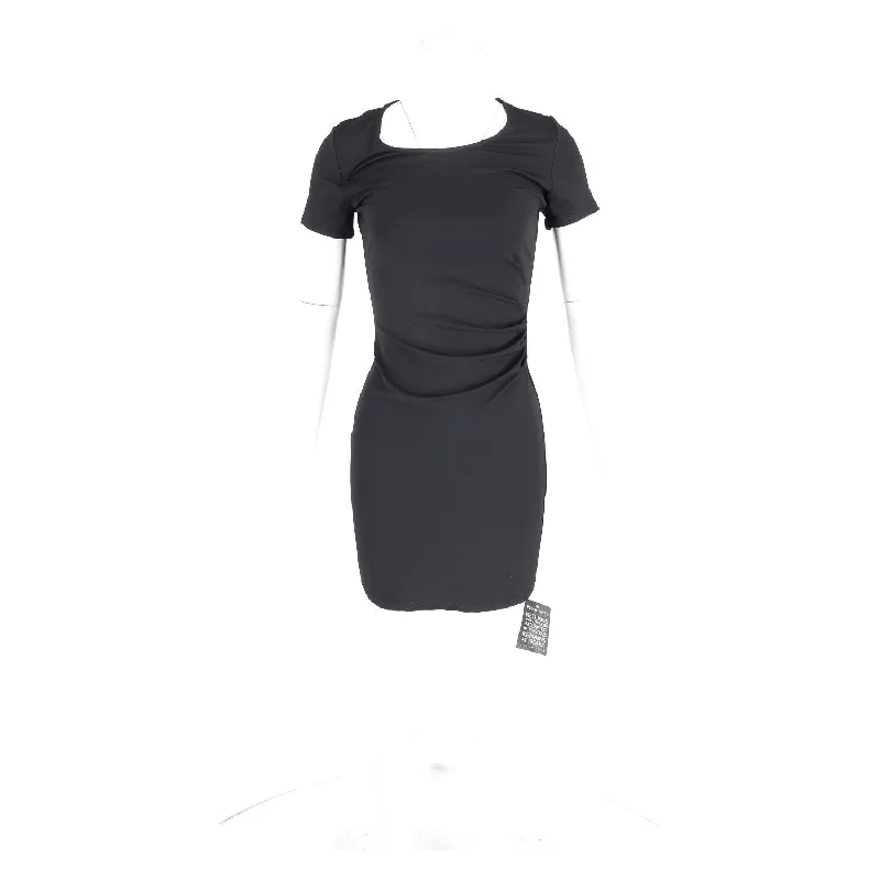 Theory Gathered Mini Dress in Black Viscose