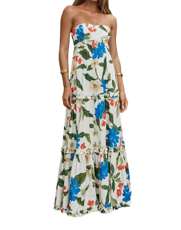 Daria Maxi Dress In White Floral