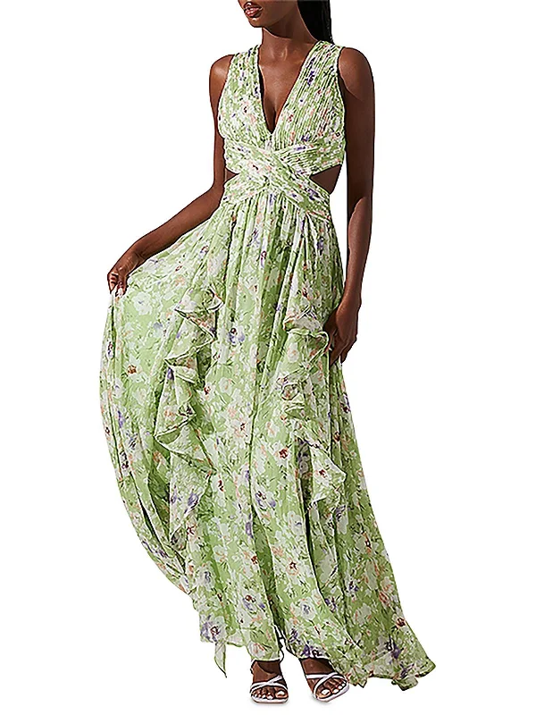 Noya Womens Floral Print Polyester Maxi Dress