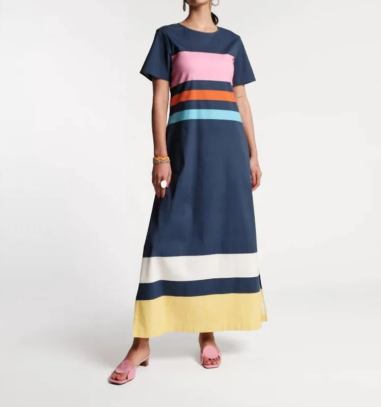 Vivi Beach Stripe Cotton Maxi Dress