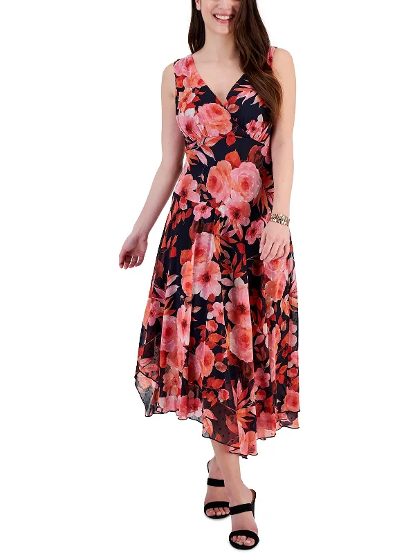 Womens Floral Print Polyester Maxi Dress