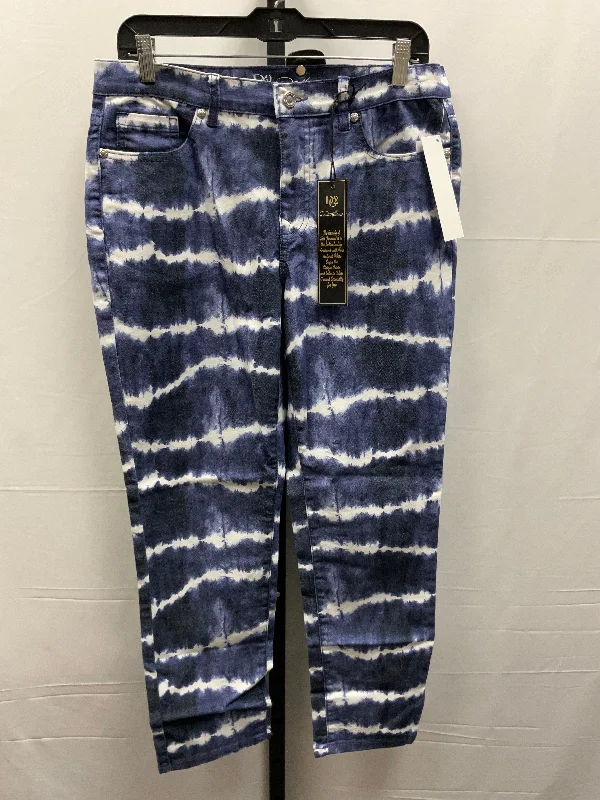 Jeans Straight By Diane Gilman In Blue & White, Size: 12petite