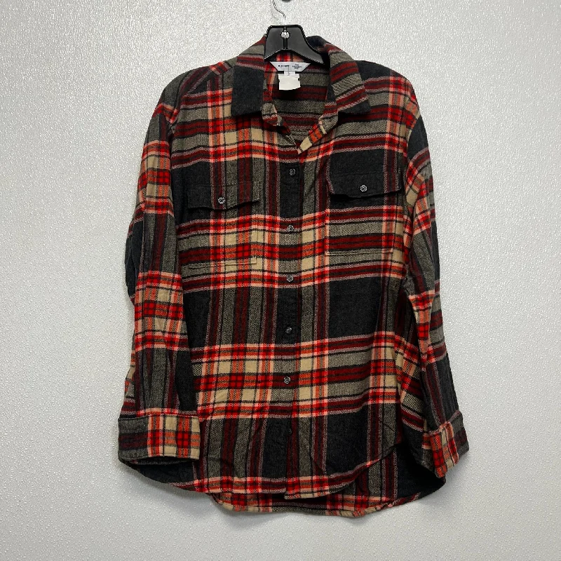 Top Long Sleeve By Old Navy O In Plaid, Size: L