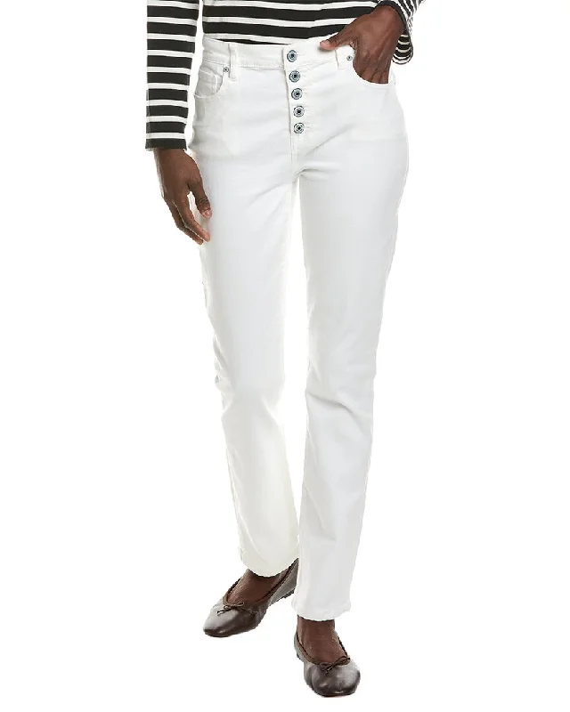 cabi Button Fly White Straight Jean