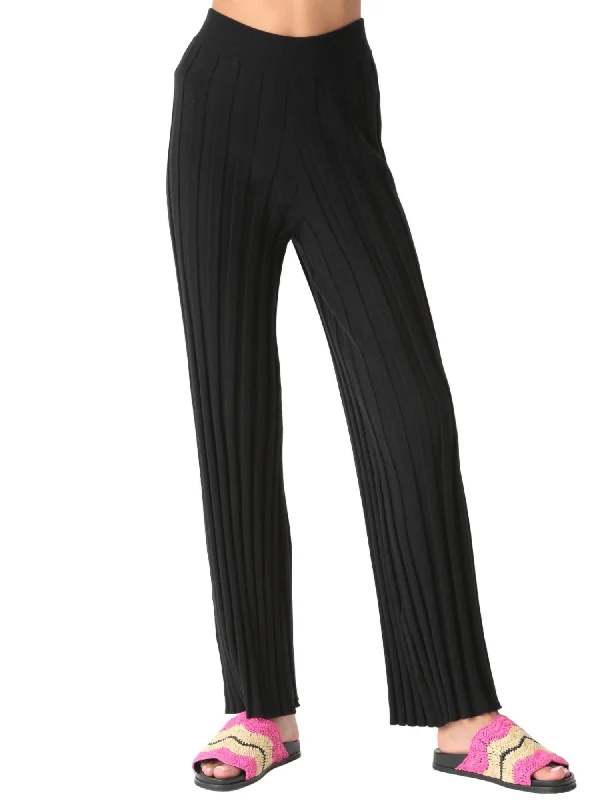 Carmel Ribbed Knit Pant In Onyx