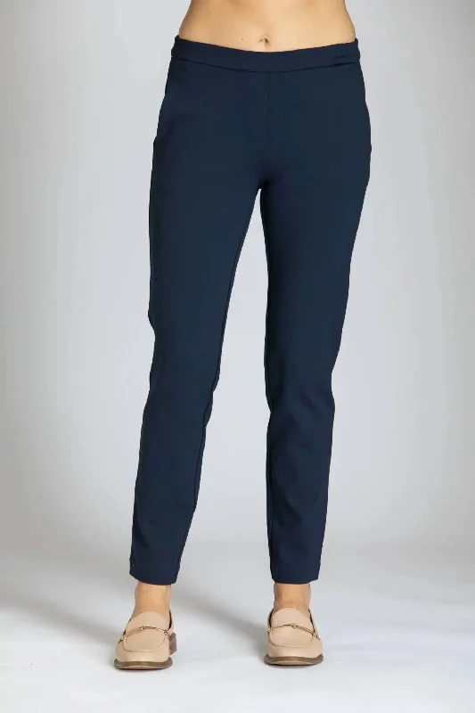 Pull On Ponte Trousers In Navy