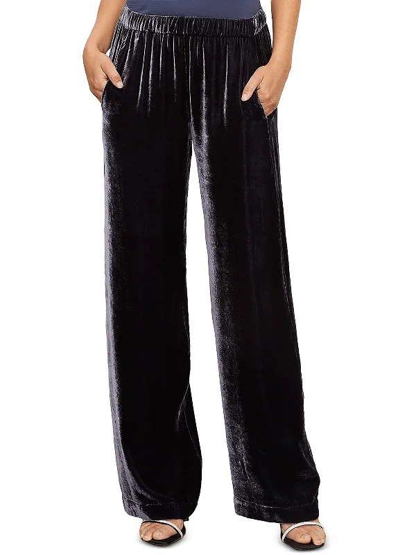 Womens Velvet Wide Leg Dress Pants