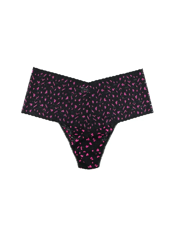 Cross Dye Leopard Plus Retro Thong Black/ Tulip Pink