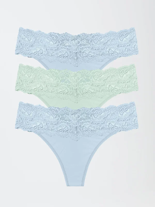 Goddess Lace Trim Thong 3 Pack