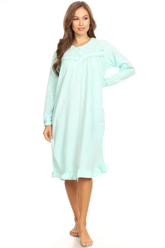 4027 Fleece Women Nightgown Sleepwear Female Long Sleeve Sleep Dress Nightshirt