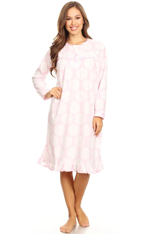 4029 Fleece Women Nightgown Sleepwear Female Long Sleeve Sleep Dress Nightshirt