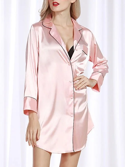 Women's Pajamas Long Sleeve Shirt Acetate Silk Nightdress